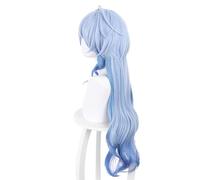 Parrucche sintetiche Cosplay Costume Wig, Parrucca lunga blu con capelli ondulati anime e parrucca con frangia