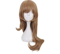 Parrucche sintetiche Cosplay Costume Wig, Parrucca lunga marrone con capelli lisci anime, parrucca con frangia