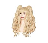 Parrucche sintetiche da 24 pollici, lunghe e ricce, for cosplay, for feste, con 2 code di cavallo(Blonde)
