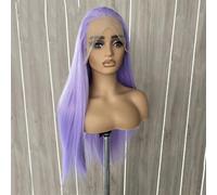 Parrucche sintetiche da donna 13X4 Lace Front Glueless capelli sintetici lisci lunghi setosi parrucca Cosplay quotidiana lavanda 66 cm