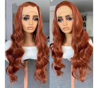 Parrucche sintetiche da donna ondulate frontali in pizzo resistente al calore attaccatura dei capelli naturale da indossare tutti i giorni parrucca per cosplay nera 61 cm davanti in pizzo