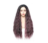 Parrucche sintetiche del merletto Ombre Lunga Onda Naturale Parte Centrale Parrucca Dei Capelli Per Le Donne Bianche