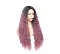 Parrucche sintetiche del merletto Ombre Lunga Onda Naturale Parte Centrale Parrucca Dei Capelli Per Le Donne Bianche