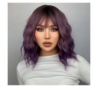 Parrucche Sintetiche Del'onda Del Corpo Bob Corto Di Ombre Viola For Le Donne Parrucca Cosplay Con Frangia Capelli Naturali Sintetici Bianchi Lolita Facile Da Indossare