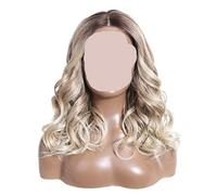 Parrucche sintetiche frontali in pizzo for donne, 20 pollici, caschetto corto, ricci, ondulati naturali, parrucca ombré bionda marrone bianca for cosplay(NATHL8-T12Q-22D-22D)