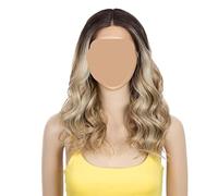 Parrucche sintetiche frontali in pizzo for donne, 20 pollici, caschetto corto, ricci, ondulati naturali, parrucca ombré bionda marrone bianca for cosplay(TTHL6-23B-APRIC)