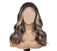 Parrucche sintetiche frontali in pizzo for donne, 20 pollici, caschetto corto, ricci, ondulati naturali, parrucca ombré bionda marrone bianca for cosplay(TTOL4-30S-26J)