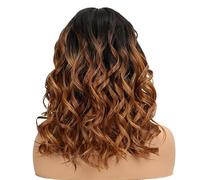 Parrucche sintetiche frontali in pizzo for donne, 20 pollici, caschetto corto, ricci, ondulati naturali, parrucca ombré bionda marrone bianca for cosplay(TTPG4-30EII-26B)