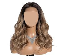 Parrucche sintetiche frontali in pizzo for donne, 20 pollici, caschetto corto, ricci, ondulati naturali, parrucca ombré bionda marrone bianca for cosplay(TT6-23C)