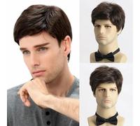 Parrucche sintetiche in fibra resistente al calore per uomini giovani, capelli ricci naturali corti-WIG-M39C-10 pollici-1 pz