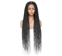 Parrucche Sintetiche Intrecciate Con Scatola Frontale In Pizzo Pieno Trecce Senza Nodi Parrucche Frontali In Pizzo Per Le Donne 1B Box braided wig 32inch