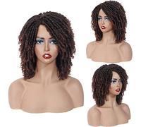 Parrucche sintetiche intrecciate da 20,3 cm, per donne nere, all'uncinetto, con estremità ricce, resistenti al calore, parrucche corte afro crespe per uso quotidiano C, B
