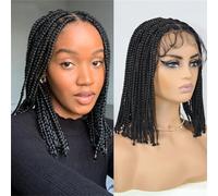Parrucche Sintetiche Intrecciate Senza Nodi Donne 12 Pollici Boho Breve Treccina Trecce Parrucca Frontale In Pizzo Parrucca Trecce Ricce