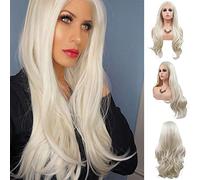 Parrucche sintetiche lunghe del merletto sintetico delle donne ondulate bionde per le donne Parrucca poco costosa del pizzo con i capelli del bambino Capelli biondi dall'aspetto naturale 24 "