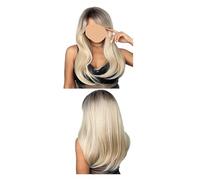 Parrucche sintetiche lunghe diritte bionde castane Ombre con parrucca cosplay frangia, compatibile for le donne ad alta temperatura(LC5227-1)
