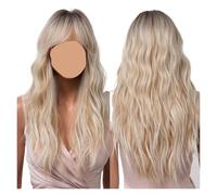 Parrucche sintetiche lunghe diritte bionde castane Ombre con parrucca cosplay frangia, compatibile for le donne ad alta temperatura(LC2061-1)
