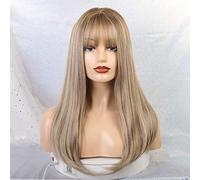 Parrucche sintetiche lunghe dritte GHK con parrucche Parrucche resistenti al calore Ombre Bionde Parrucche in fibra naturale per donna Parrucche Cosplay