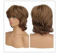 Parrucche sintetiche lunghe e ondulate naturali per le donne Parrucca bionda castana naturale con onde ombré Parrucche per capelli riscaldati-WIG068-16 pollici