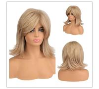 Parrucche sintetiche lunghe e ondulate naturali per le donne Parrucca bionda castana naturale con onde ombré Parrucche per capelli riscaldati-3133-16 pollici