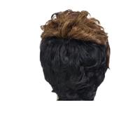 Parrucche sintetiche nere miste bionde e rosse 1pc for le donne Parrucca corta multicolore Pixie Cut con frangia Brasiliana Cosplay quotidiana(Brown and Black)