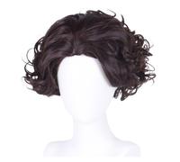 Parrucche sintetiche Ombre rosa chiaro da 1 pezzo for le donne Cosplay parrucca ondulata naturale a bianca con frangia Costume resistente al calore(Brown)