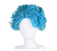 Parrucche sintetiche Ombre rosa chiaro da 1 pezzo for le donne Cosplay parrucca ondulata naturale a bianca con frangia Costume resistente al calore(Blue)