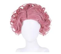 Parrucche sintetiche Ombre rosa chiaro da 1 pezzo for le donne Cosplay parrucca ondulata naturale a bianca con frangia Costume resistente al calore(Pink)