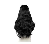 Parrucche sintetiche ondulate a U per donne, per clip, extension per capelli, parrucca invisibile mezza falsa, 61 cm, capelli naturali aggiunge volume ai capelli (Jet Black)