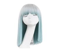 Parrucche sintetiche, parrucca con capelli lisci, parrucca multicolore con fascia per capelli, parrucca corta da donna per cosplay, uso quotidiano, regolabile,Lake Blue
