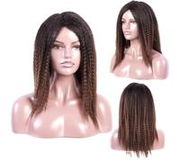 Parrucche Sintetiche Parrucca Per Capelli Ricci Afro Per Le Donne Parrucche Treccia 12 '' Yaki Dritto Fibra Resistente Al Calore Parrucca Africana Partito Quotidiano