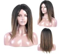Parrucche Sintetiche Parrucca Per Capelli Ricci Afro Per Le Donne Parrucche Treccia 12 '' Yaki Dritto Fibra Resistente Al Calore Parrucca Africana Partito Quotidiano