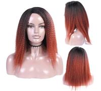 Parrucche Sintetiche Parrucca Per Capelli Ricci Afro Per Le Donne Parrucche Treccia 12 '' Yaki Dritto Fibra Resistente Al Calore Parrucca Africana Partito Quotidiano