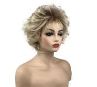 Parrucche Sintetiche Per Capelli Corti Biondi Con Radici Scure Per Donna