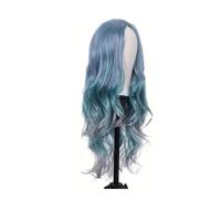 Parrucche sintetiche sfumate blu e blu cielo, stile cosplay, copricapo colorato con capelli lunghi e ricci Extension per Capelli