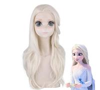 Parrucche sintetiche termoresistenti per capelli da donna parrucca ondulata lunga principessa Elsa beige
