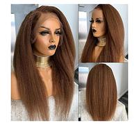Parrucche Soft 180% Density Brown Straight Long Kinky Lace Parrucca anteriore sintetica parrucca in fibra (Size : 26inches)