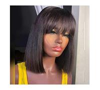 Parrucche Straight Hair Short Brazilian Human Hair 613 Blonde Bob Wig with Bangs Non Lace Front Straight Wig for Black Women 150% Density parrucca in fibra(14inches)