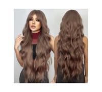 Parrucche Synthetic Hair Wigs Super Long Curly Chocolate Brown with Bangs Cosplay for Women Afro Water Wave Natural Heat Resistant Wig Acconciatura realistica