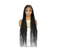 Parrucche Treccia Scatola Senza Nodi Da 34 Pollici, Parrucche Singola In Pizzo Completo A 360° For Donne Nere, Parrucca Sintetica In Intrecciato Nero Topper per Capelli da Donna