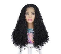 Parrucche Two strands of thin braids with curly hair, women's split length full head cover Parrucca da donna