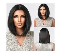 Parrucche Uso quotidiano Capelli finti in pizzo resistente al calore Parrucca in pizzo nero con linea sottile for donne Parrucche corte dritte con parrucca rosso marrone Parrucca da donna(Color:FTL300