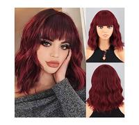 Parrucche Uso Quotidiano Capelli Naturali Corti Castani Blu Scuro Parrucca Sintetica Frangetta da donna Blu Scuro Rosa Nero Parrucca Lolita Party Cosplay parrucca in fibra (Color : 1936-118-39A)