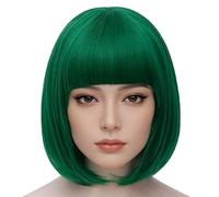 Parrucche verdi Bob con frangia da donna, parrucca verde sintetica per San Patrizio Day Halloween Cosplay St Patriks Day Costume Carnival Wigs