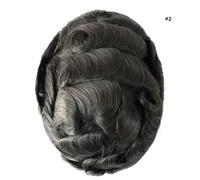 Parrucche vere da uomo Toupee sistema di sostituzione dei capelli umani Poly ...