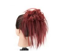 Parrucchiere 2 pezzi di chignon disordinato pezzo Updo nastri finti estensione ricci ondulati posticci coda di cavallo fascia chignon for le donne Uso quotidiano(Burgundy)