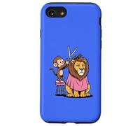 Parrucchiere barbiere divertente scimmia leone taglio di capelli salone Custodia per iPhone SE (2020) / 7/8