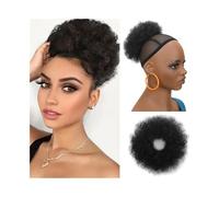 Parrucchiere Chignon afro gonfio, chignon sintetico, riccio crespo, elastico, coda di cavallo, extension for capelli raccolti spessi Uso quotidiano
