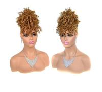 Parrucchiere Chignon Afro Puff con Frangia, Chignon Corti Afro Ricci Crespi, Coda di Cavallo Sintetica con Coulisse, Extension for Capelli Uso quotidiano(Dark Blonde)