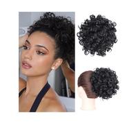 Parrucchiere Chignon Afro Puff Riccio Crespo Capelli Sintetici Coda di Cavallo con Coulisse Clip In Extension Corto Posticci Uso quotidiano(1B)