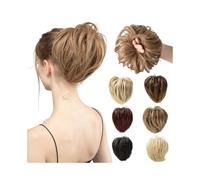 Parrucchiere Chignon con capelli finti sintetici, spettinato, 18 cm, coda di cavallo corta e liscia, extension elastiche Uso quotidiano(Light brown)